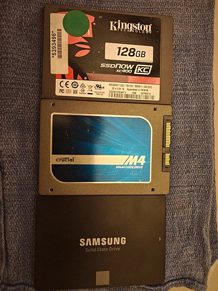Set of 3 SSD's-Samsung 850 EVO-256GB/Crucial M4-128GB/Kingston KC400-128GB